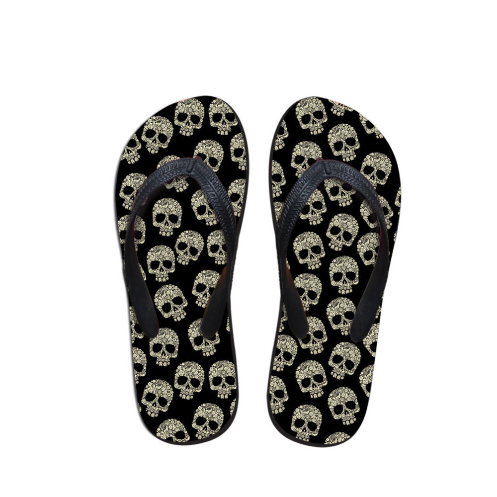 Fashion Skull Print Beach Flip Flops