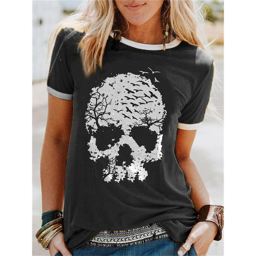 Forest Inspired Skull Graphic T Shirt