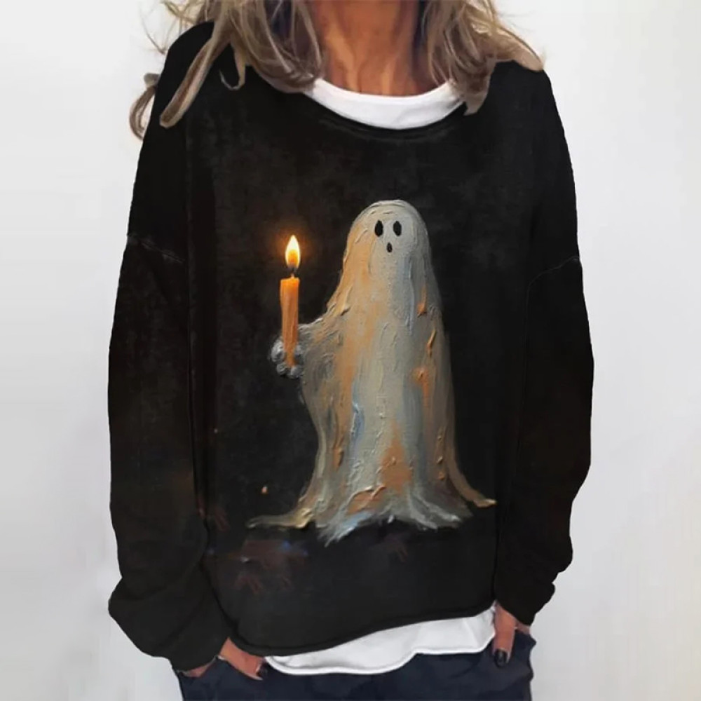 Ghost Painting Candle Print Sweatshirt