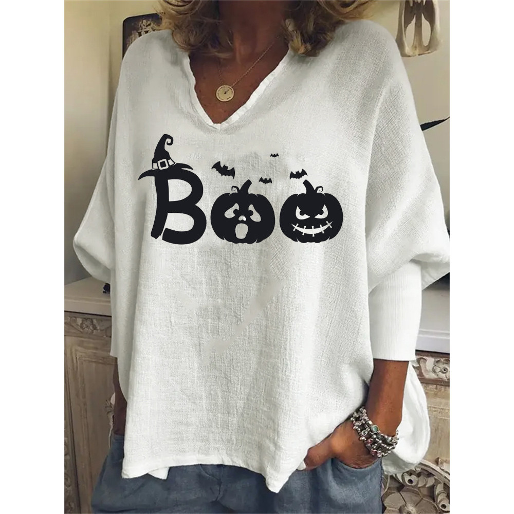 Ghost Smile Boo Pumpkins Graphic Oversize Tunic