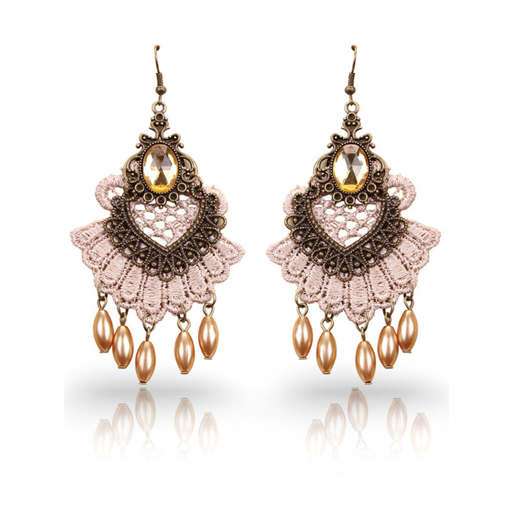 Halloween Gothic Lace Crystal Vintage Earrings