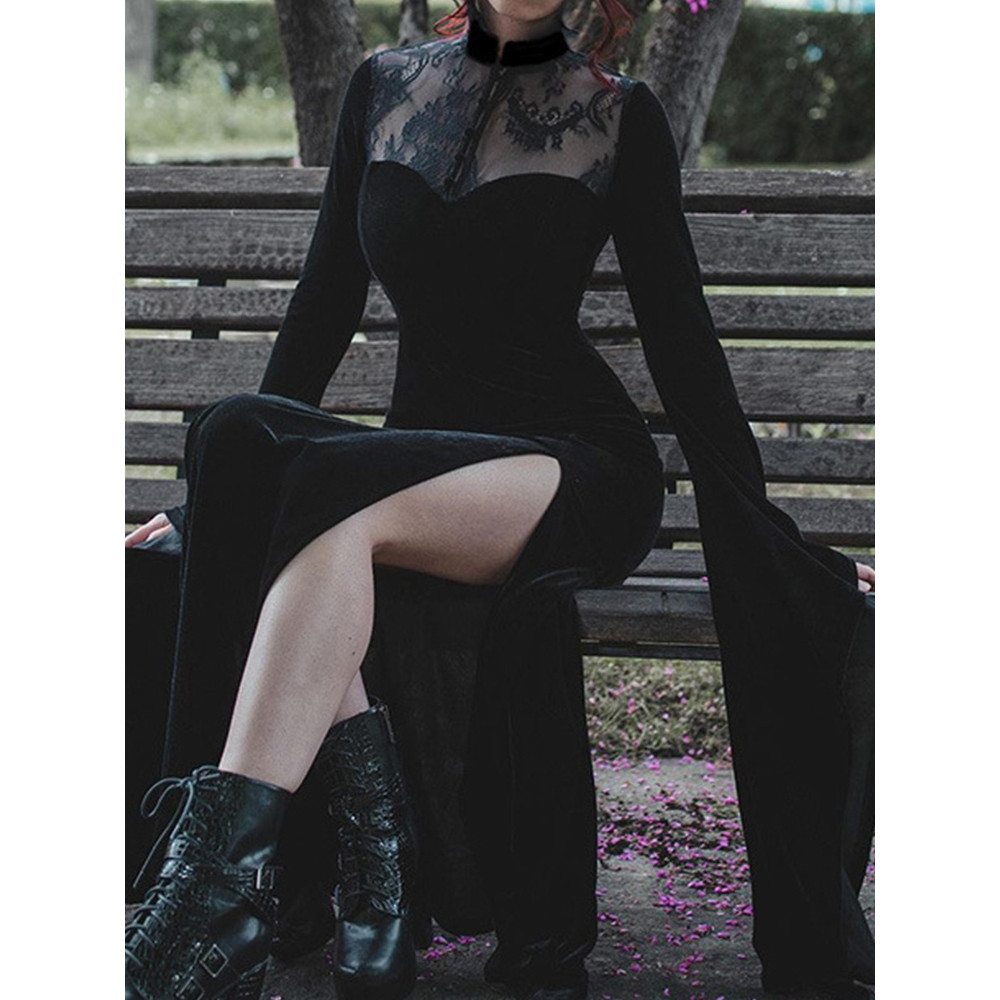 Halloween Gothic Lace Stitching Sexy Dress