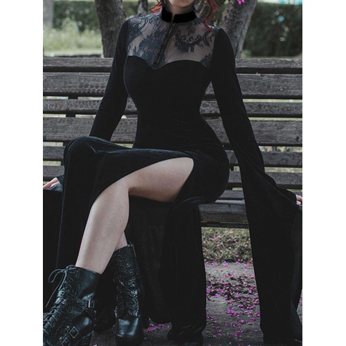 Halloween Gothic Lace Stitching Sexy Dress