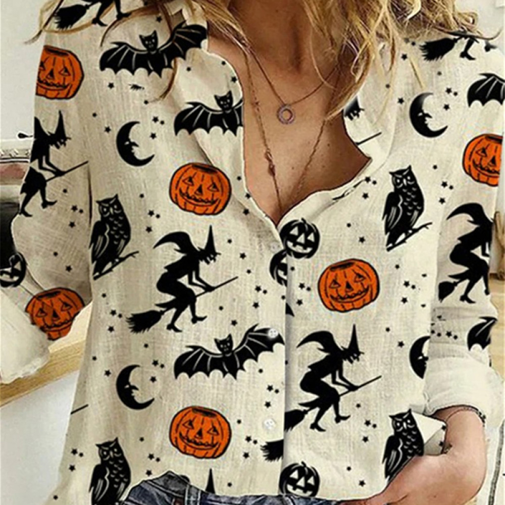 Halloween Graphic Comfy Long Sleeve Shirt