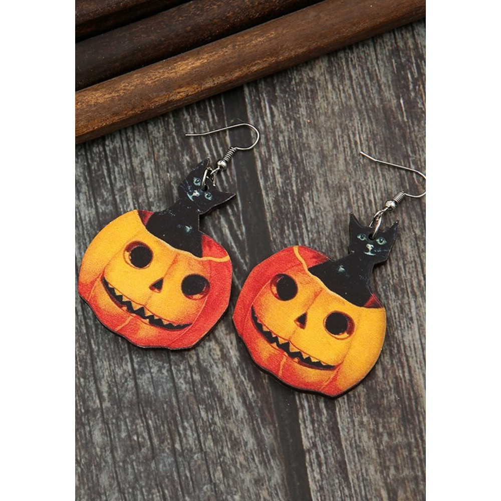 Halloween Pumpkin Accessory Wooden Earrings