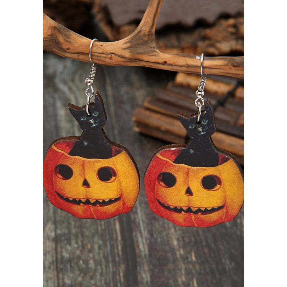 Halloween Pumpkin Accessory Wooden Earrings
