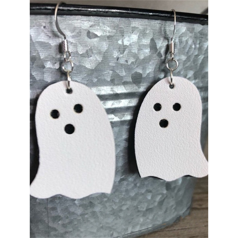 Halloween Pumpkin & Ghost Leather Patchwork Earrings