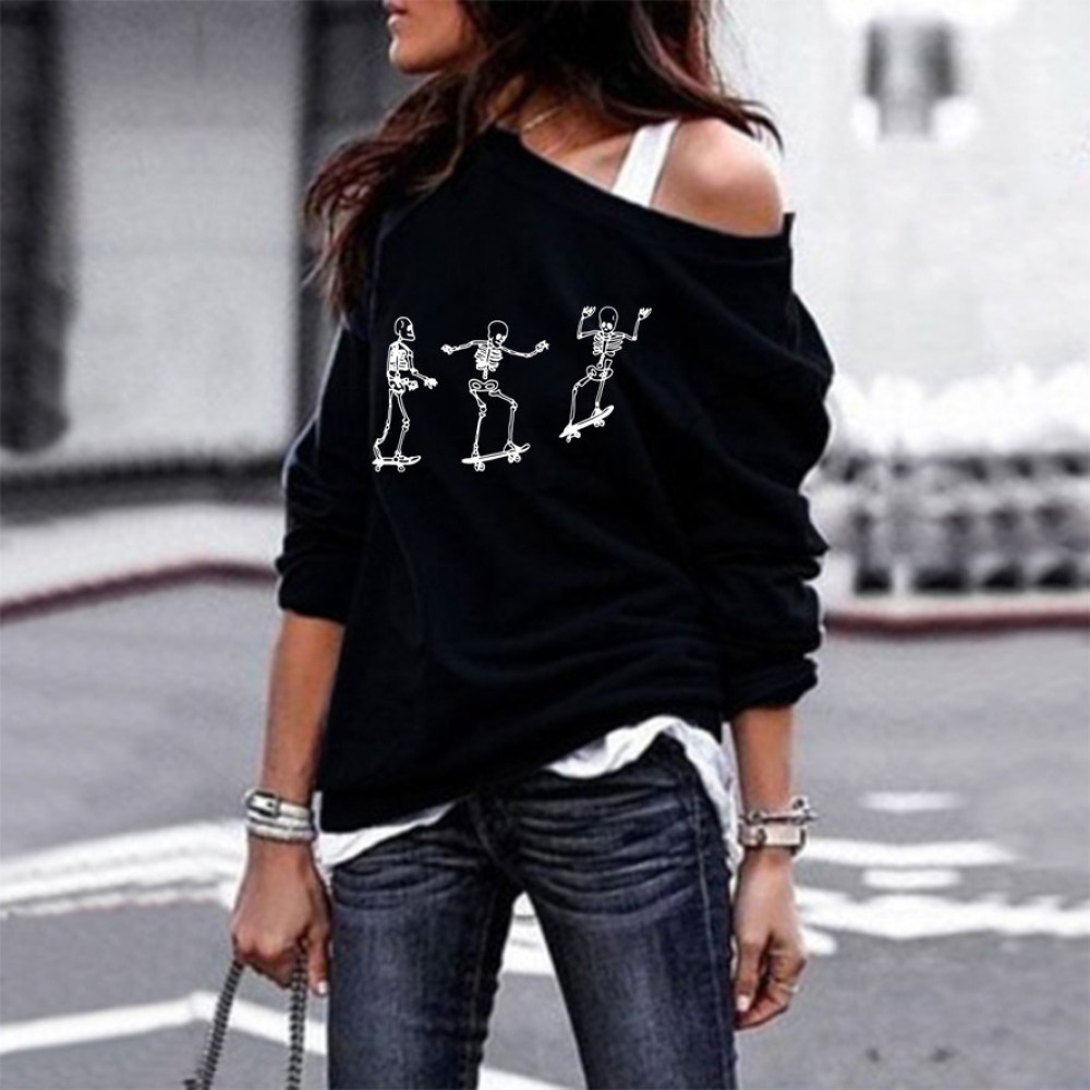 Halloween Skull Print Sweatshirt