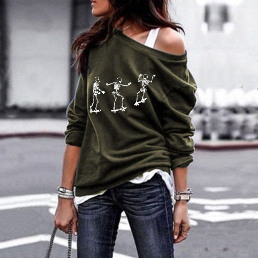 Halloween Skull Print Sweatshirt