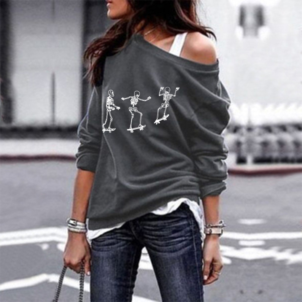 Halloween Skull Print Sweatshirt
