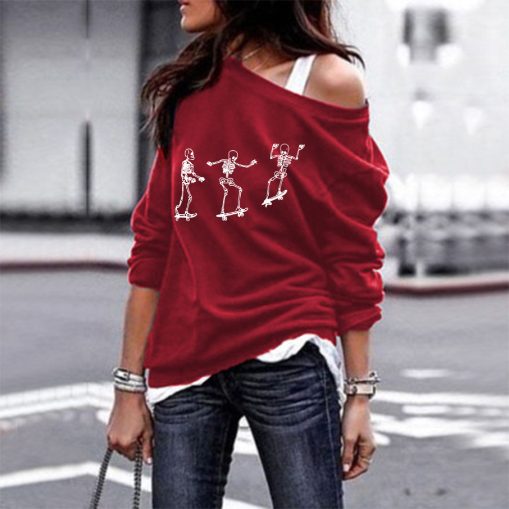 Halloween Skull Print Sweatshirt