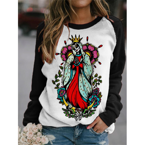 Our Lady of Guadalupe Sugar Skull Art Sweatshirt