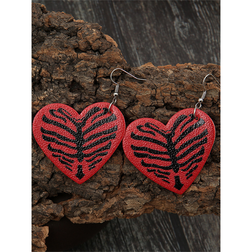 Skeleton Inspired Heart Pendant Earrings