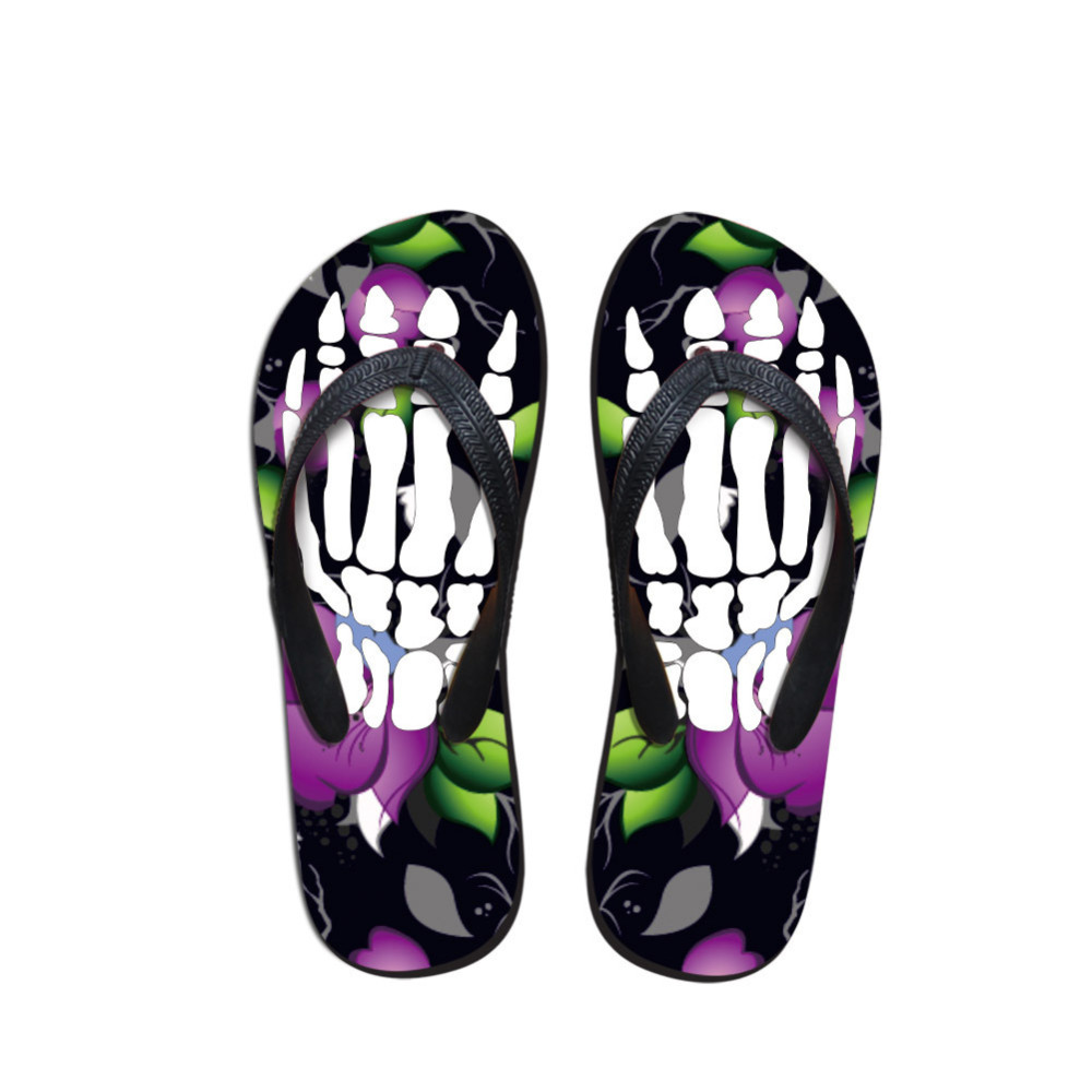 Skull Print Beach Flip Flops