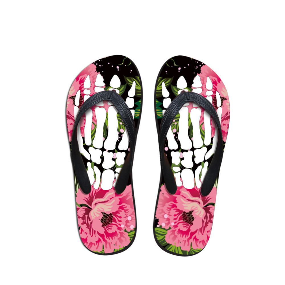 Skull Print Beach Flip Flops