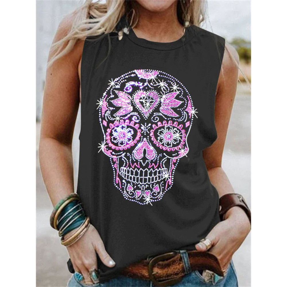 SugarSkull Purple Sequin Diamond Tank Top