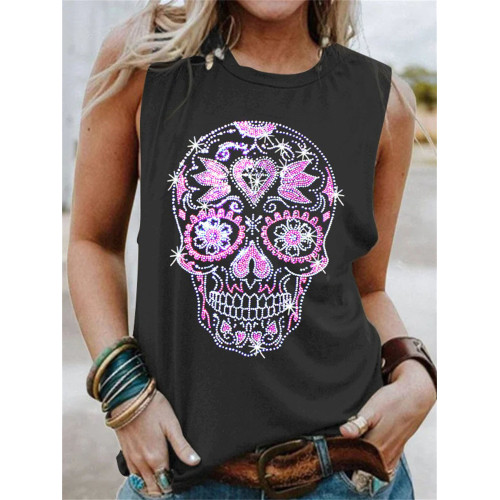 SugarSkull Purple Sequin Diamond Tank Top