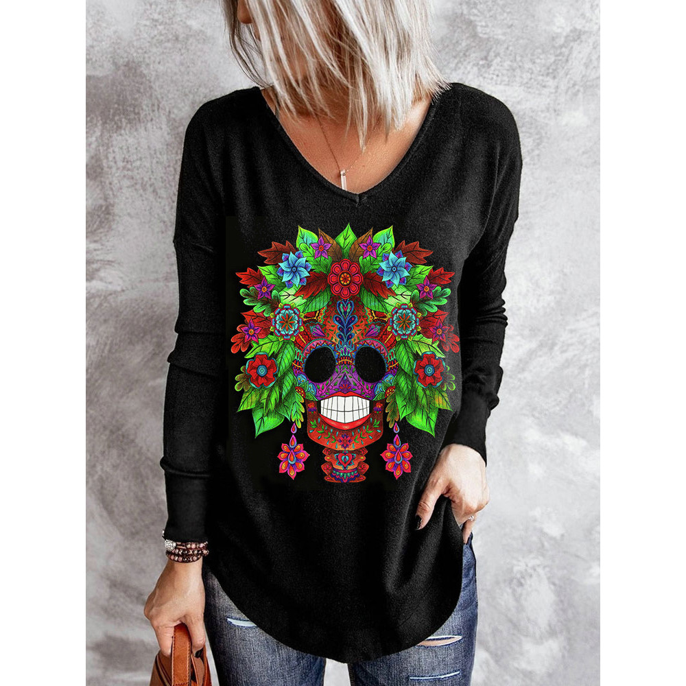 Sugarskull Coloured Art Print T Shirt