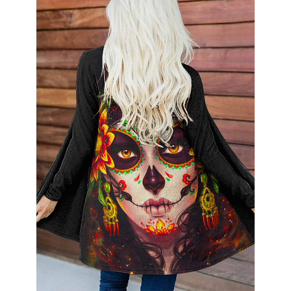 Tagetes Erecta Undead Queen Print Cardigan