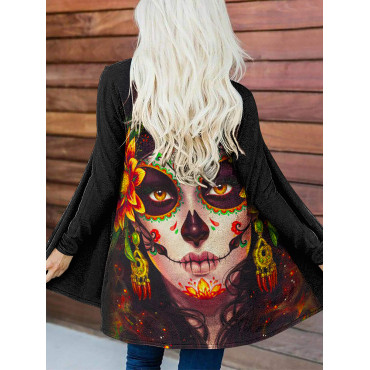 Tagetes Erecta Undead Queen Print Cardigan