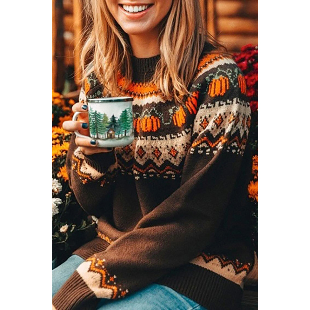 Vintage Halloween Pumpkin Crew Neck Sweater