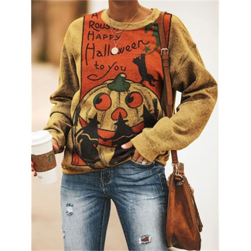 Vintage Halloween Pumpkin & Witches Sweatshirt