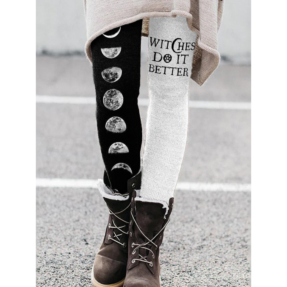 Witches Do It Better Moon Phase Contrast Leggings