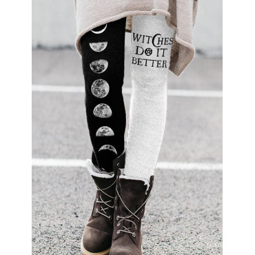 Witches Do It Better Moon Phase Contrast Leggings