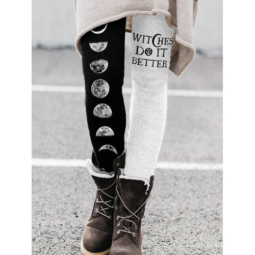 Witches Do It Better Moon Phase Contrast Leggings