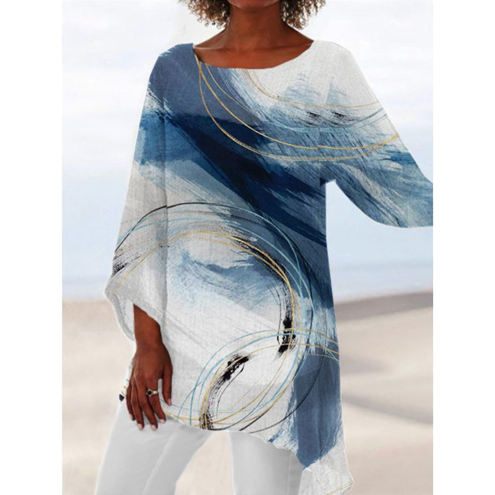 Abstract Art Detour Asymmetric Flowy Tunic