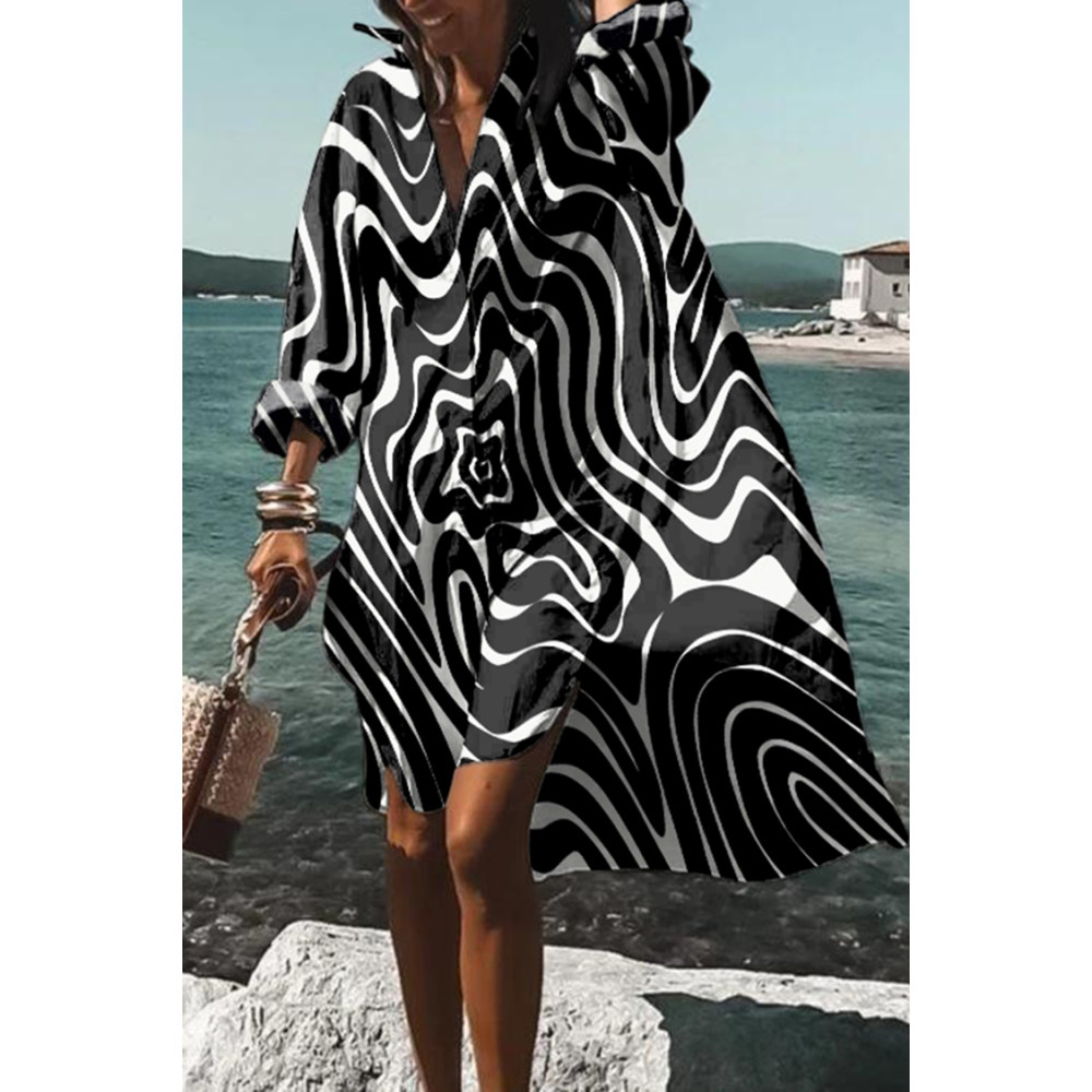 Abstract Geometric Print Midi Dress