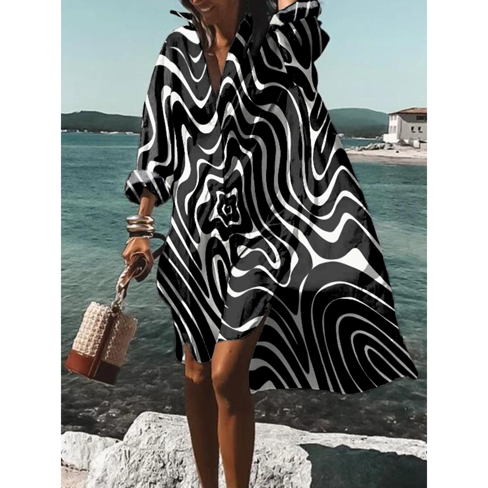 Abstract Geometric Print Midi Dress