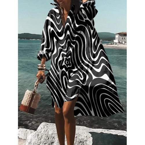 Abstract Geometric Print Midi Dress