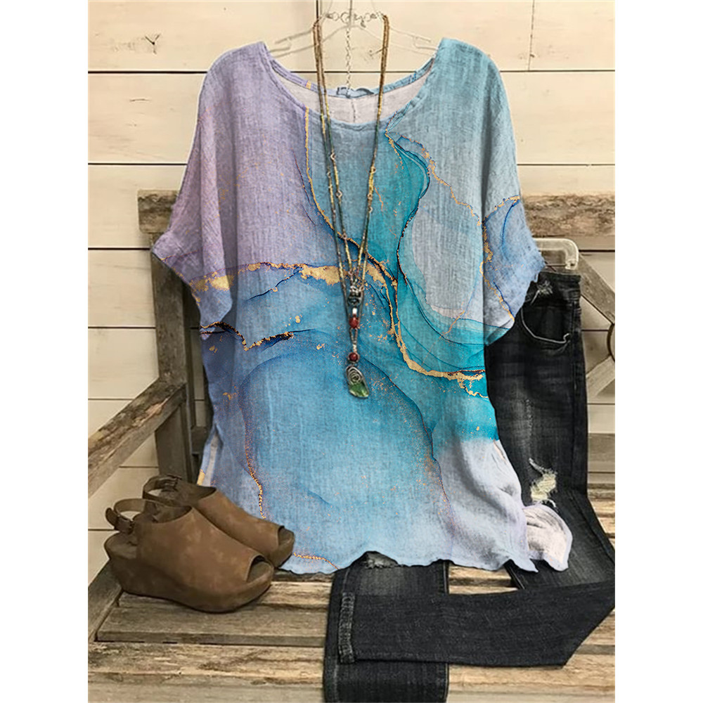 Abstract Glitter Watercolor Art Woven Tunic