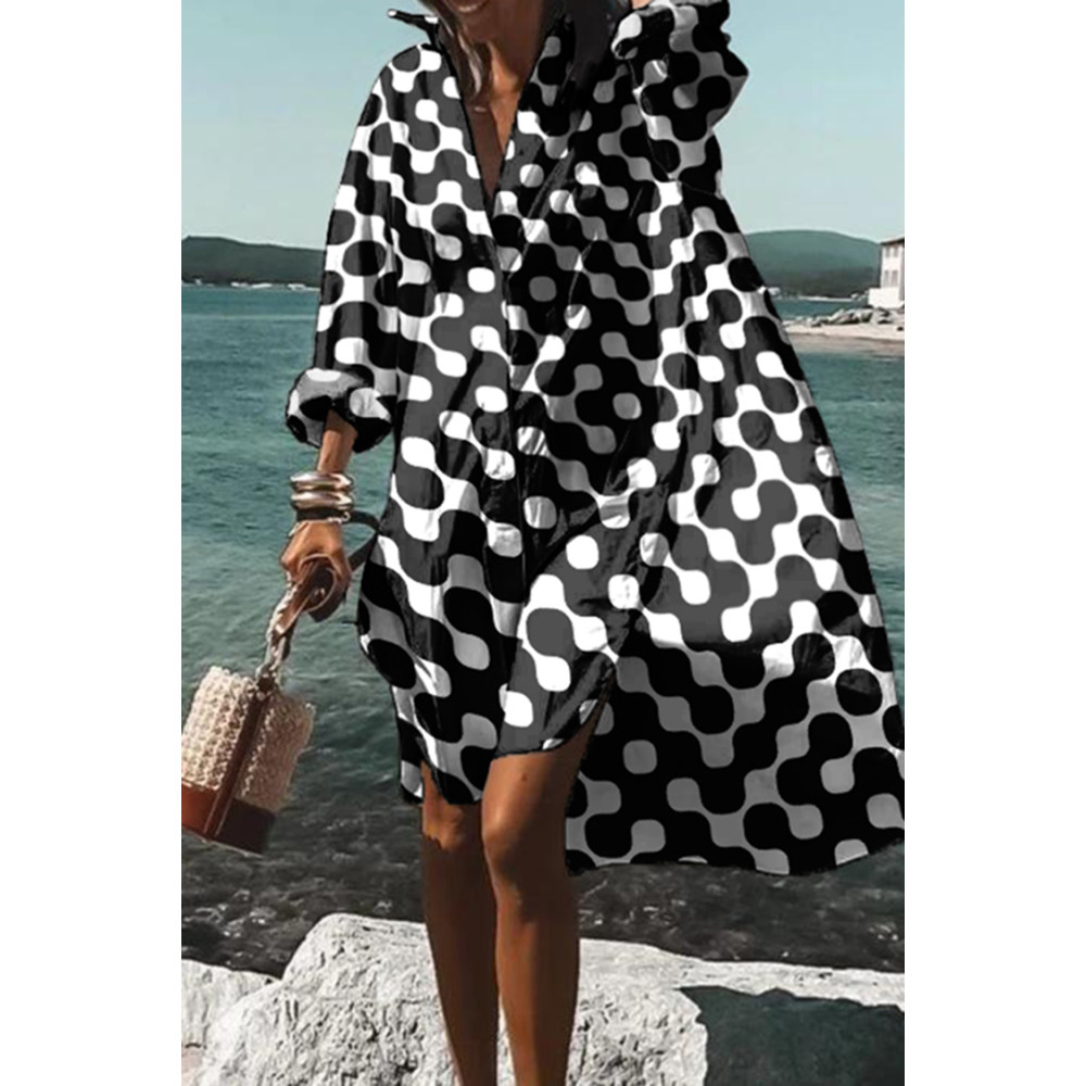 Casual Geometric Print Midi Dress