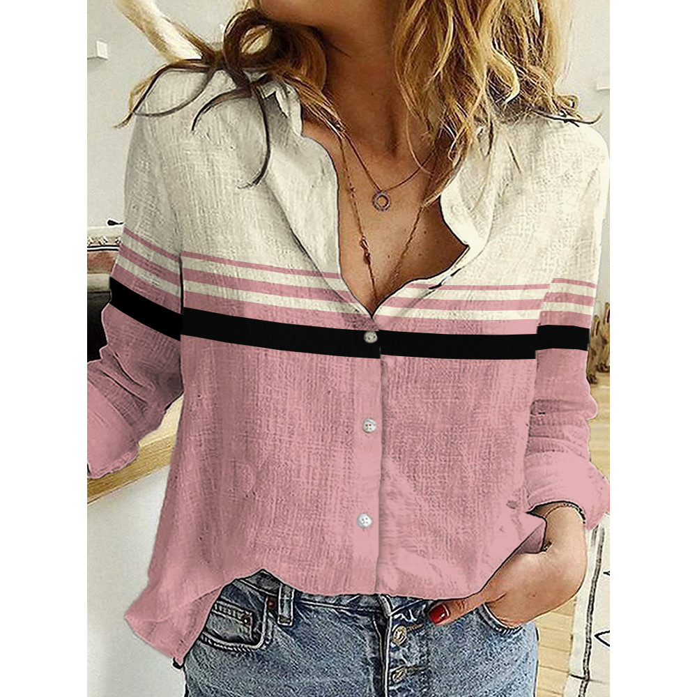 Classy Morandi Colorblock Woven Blouse