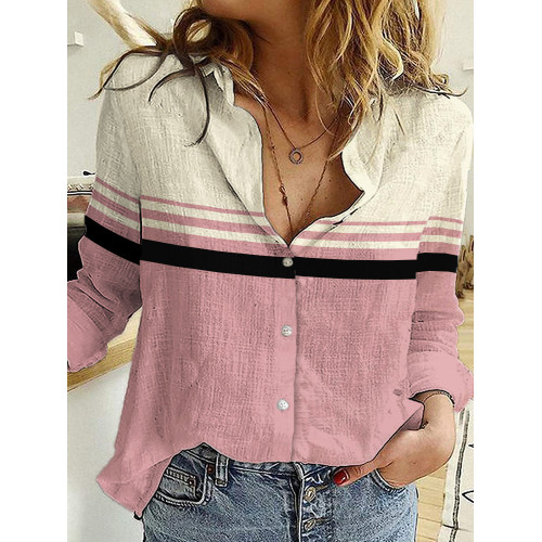 Classy Morandi Colorblock Woven Blouse