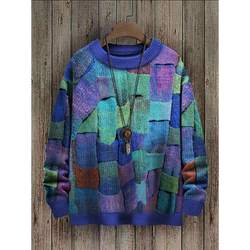 Colorblock Knit Art Cozy Sweater