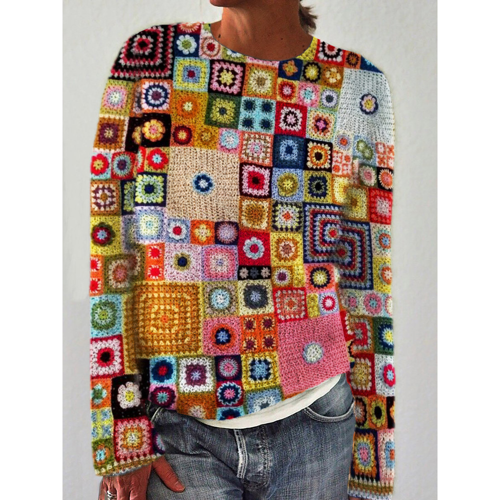 Colorful Geometric Crochet Art Cozy Sweater
