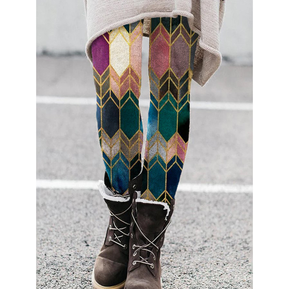 Colorful Geometric Glitter Art Leggings