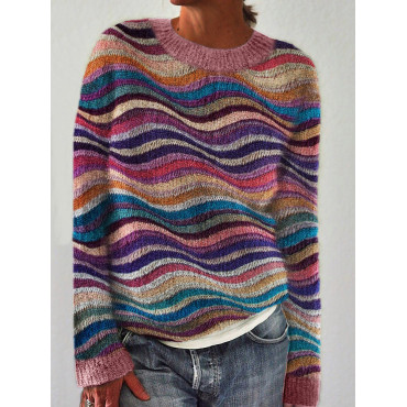 Colorful Sea Waves Knit Art Cozy Sweater