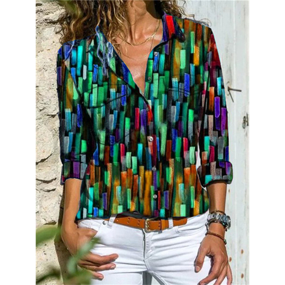 Colorful Striped Art Graphic Blouse