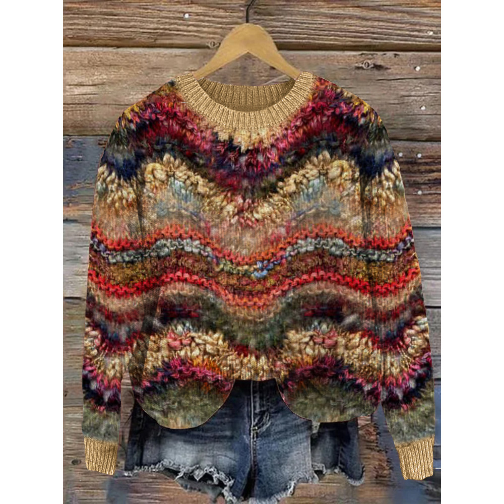 Colorful Waves Knit Art Cozy Sweater