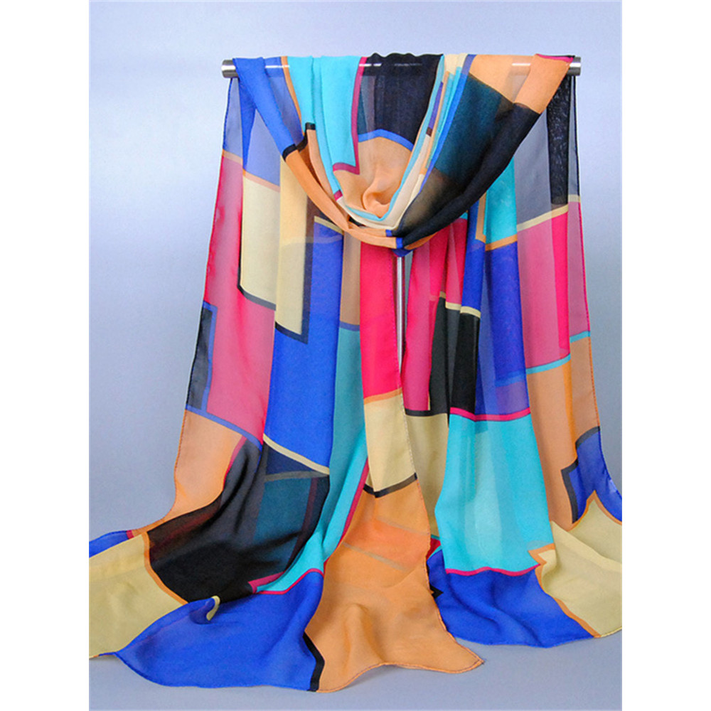 Contrast Colorblock Translucent Breathable Flowy Shawl