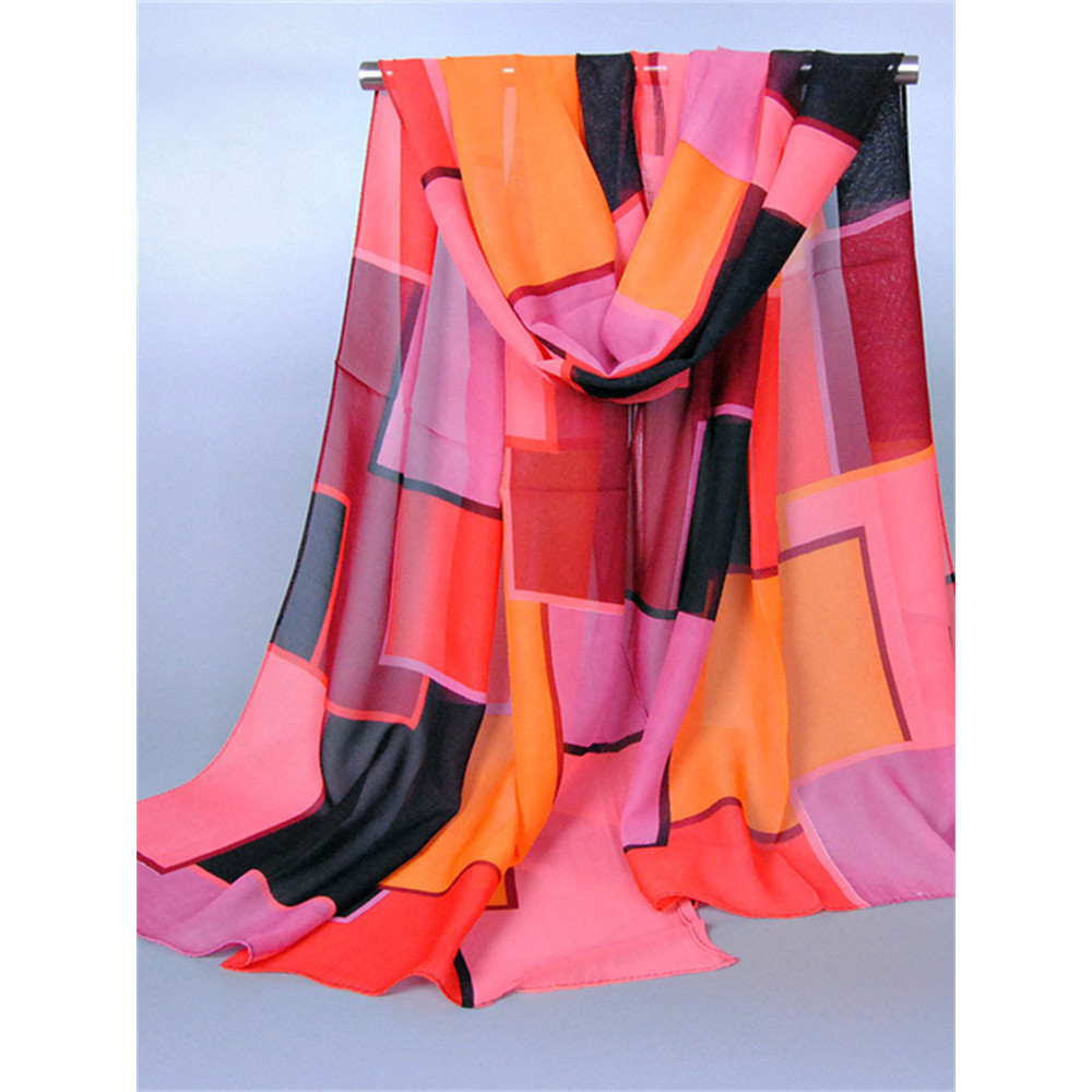 Contrast Colorblock Translucent Breathable Flowy Shawl