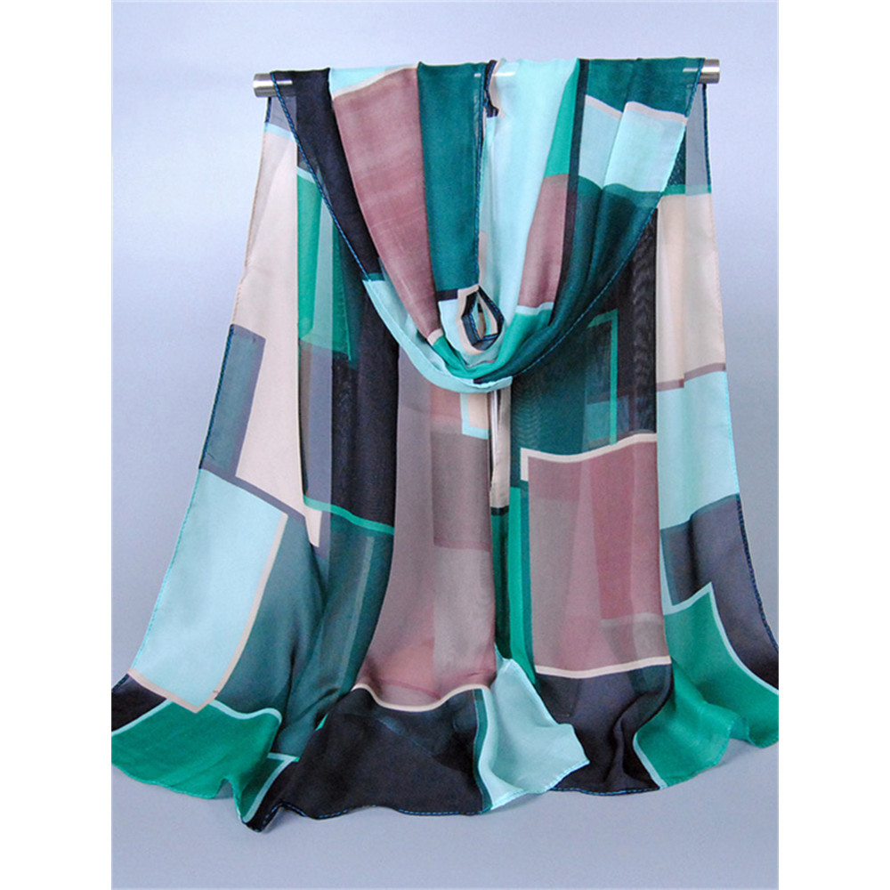 Contrast Colorblock Translucent Breathable Flowy Shawl