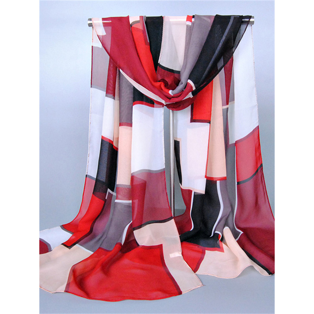 Contrast Colorblock Translucent Breathable Flowy Shawl