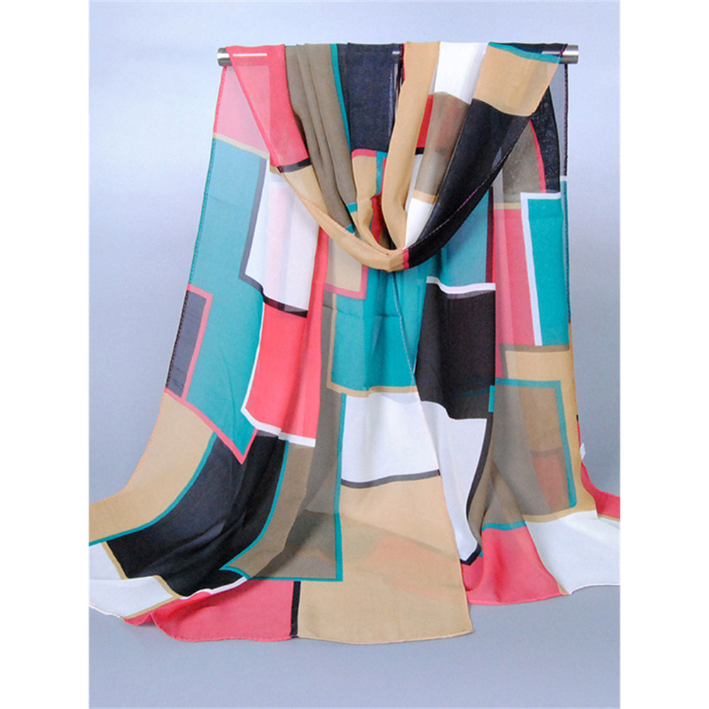 Contrast Colorblock Translucent Breathable Flowy Shawl