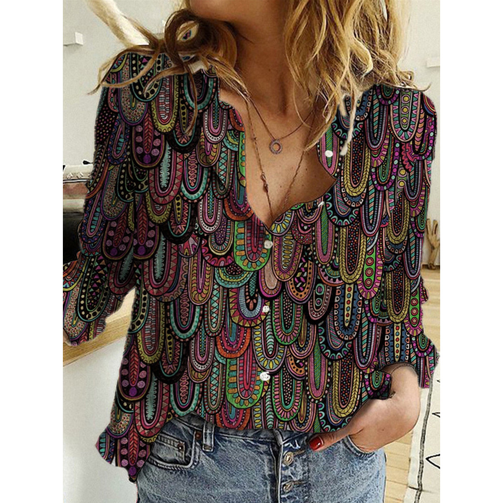 Ethnic Geometric Art Graphic Blouse