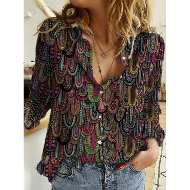 Ethnic Geometric Art Graphic Blouse
